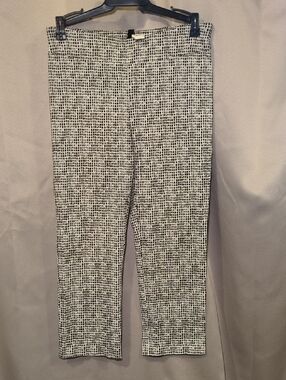 Black and White Grid Print Stretch Capris